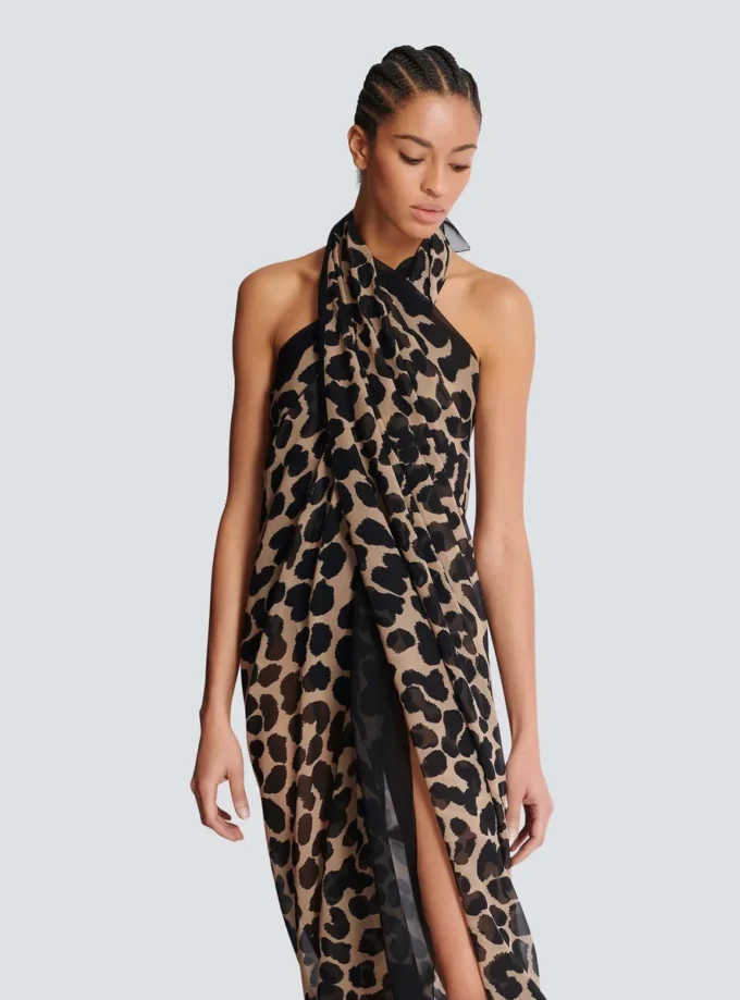 Strandwickelkleid mit Leopardenmuster
