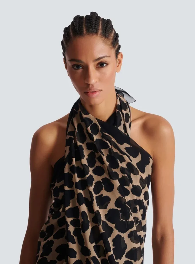 Strandwickelkleid mit Leopardenmuster