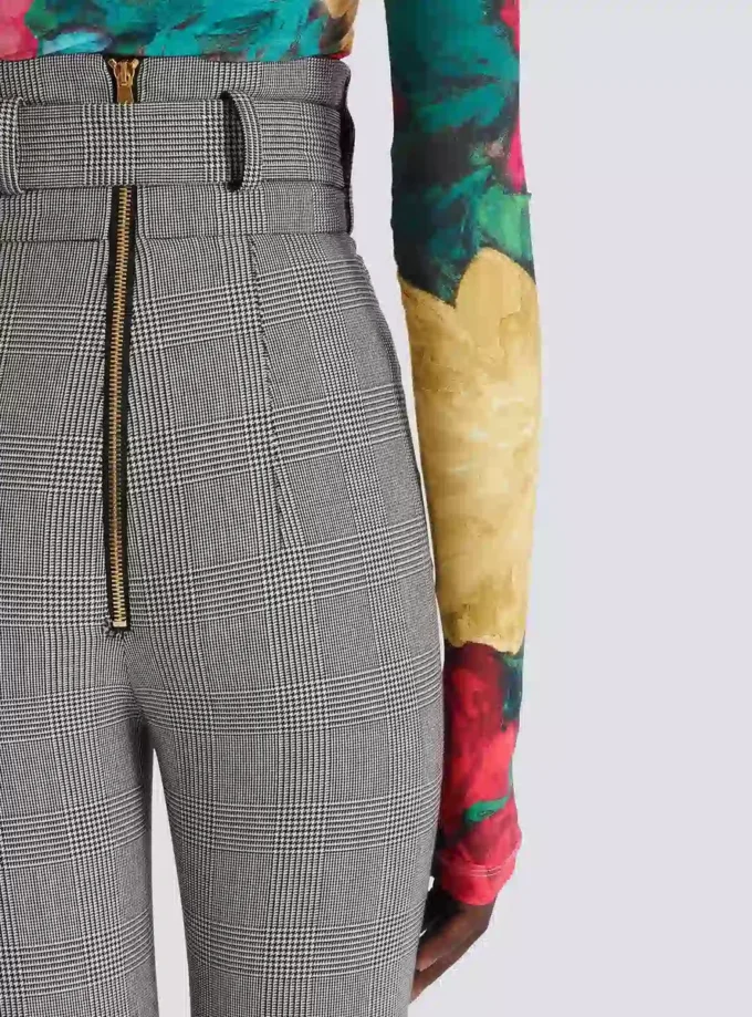 Stretchhose aus Prince-of-Wales-Jacquard Stretchhose aus Prince-of-Wales-Jacquard