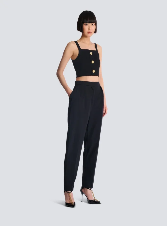 Strick-Bralette-Top mit Knöpfen