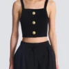 Strick-Bralette-Top mit Knöpfen
