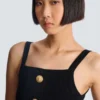Strick-Bralette-Top mit Knöpfen