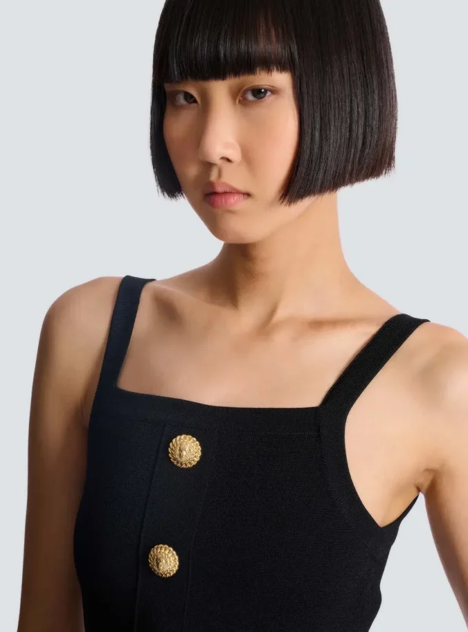 Strick-Bralette-Top mit Knöpfen