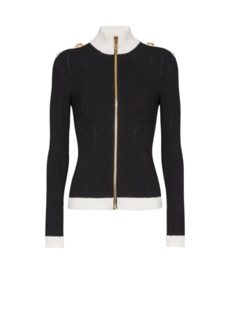 Strickjacke mit hohem Kragen und Reißverschluss