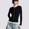 Strickjacke mit hohem Kragen und Reißverschluss Strickjacke mit hohem Kragen und Reißverschluss