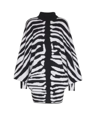Strickkleid mit Zebra-Intarsien