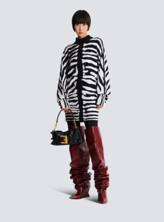 Strickkleid mit Zebra-Intarsien