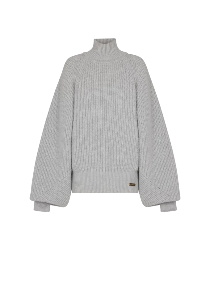 Strickpullover mit hohem Kragen und Rippstrick