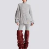 Strickpullover mit hohem Kragen und Rippstrick