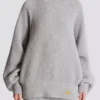 Strickpullover mit hohem Kragen und Rippstrick