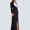 Strukturiertes langes Kleid aus Crêpe