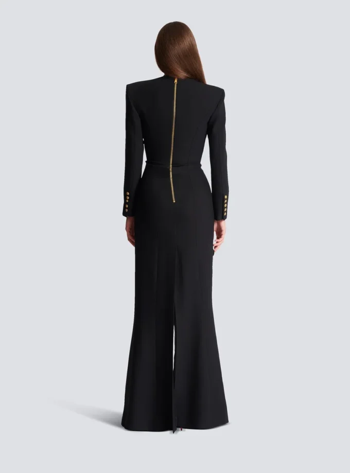Strukturiertes langes Kleid aus Crêpe