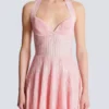 Strukturiertes Strickkleid mit Neckholder und A-Linie Strukturiertes Strickkleid mit Neckholder und A-Linie