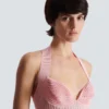 Strukturiertes Strickkleid mit Neckholder und A-Linie Strukturiertes Strickkleid mit Neckholder und A-Linie