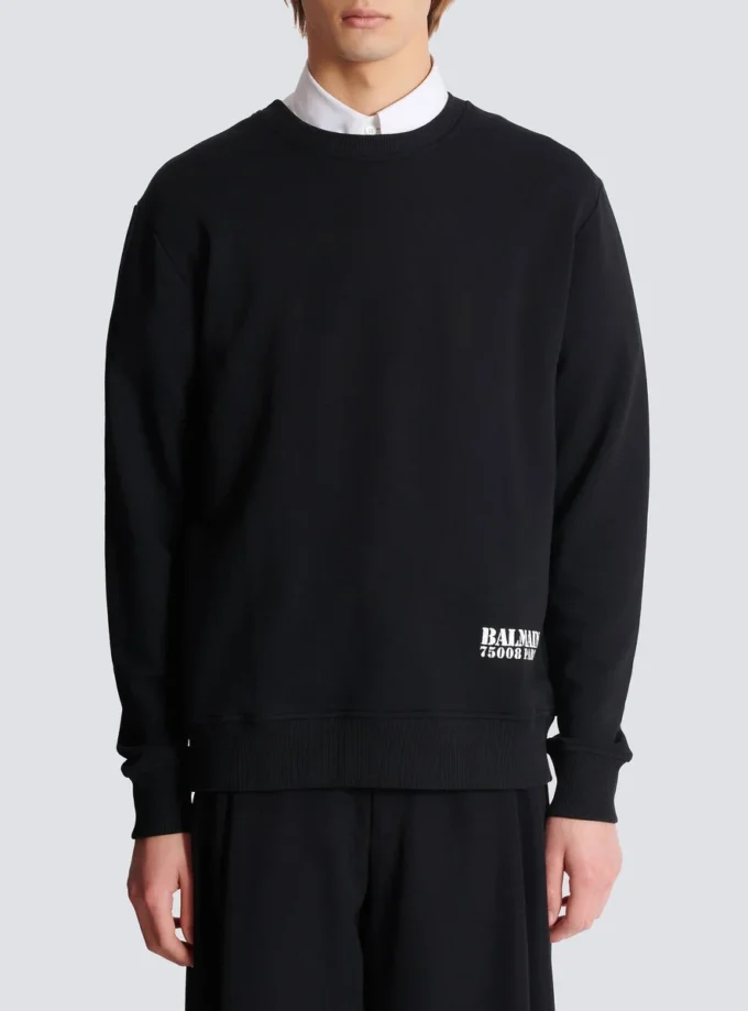 Sweatshirt mit kleinem Balmain-Stempelaufdruck Sweatshirt mit kleinem Balmain-Stempelaufdruck