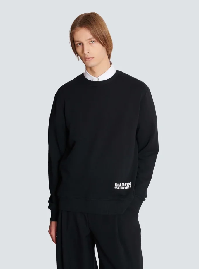 Sweatshirt mit kleinem Balmain-Stempelaufdruck Sweatshirt mit kleinem Balmain-Stempelaufdruck