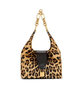 Sync Hobo-Tasche aus Leder mit Leopardenmuster