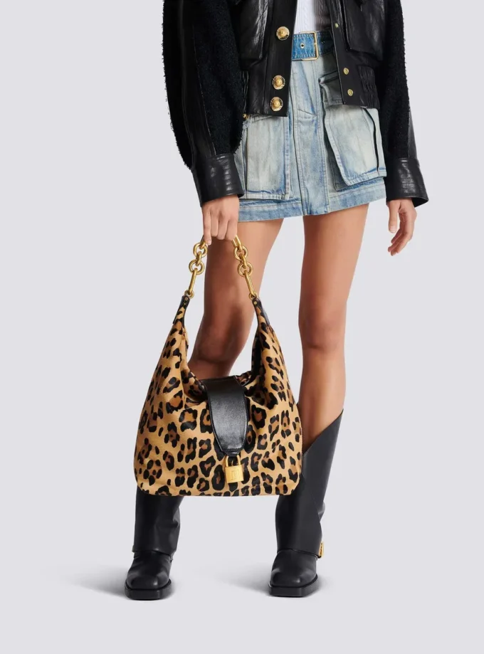 Sync Hobo-Tasche aus Leder mit Leopardenmuster Sync Hobo-Tasche aus Leder mit Leopardenmuster