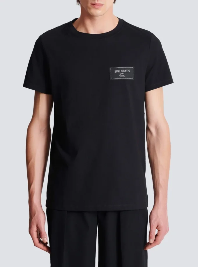 T-Shirt mit Balmain Couture-Label T-Shirt mit Balmain Couture-Label