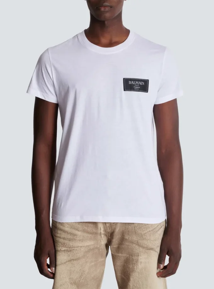 T-Shirt mit Balmain Couture-Label T-Shirt mit Balmain Couture-Label