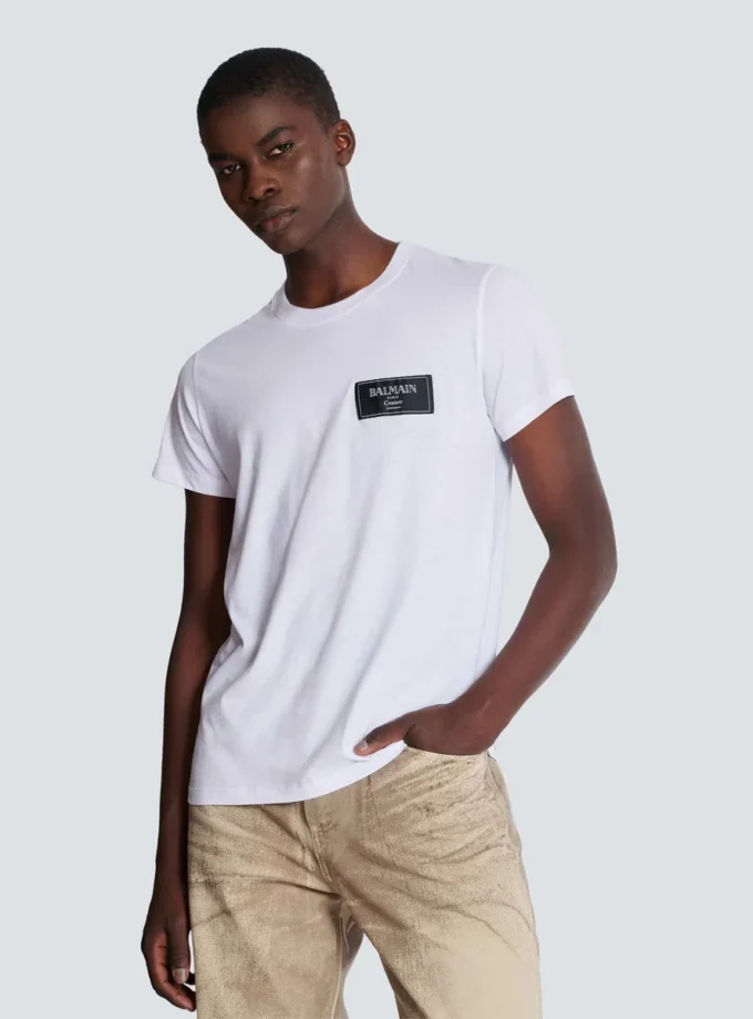 T-Shirt mit Balmain Couture-Label T-Shirt mit Balmain Couture-Label