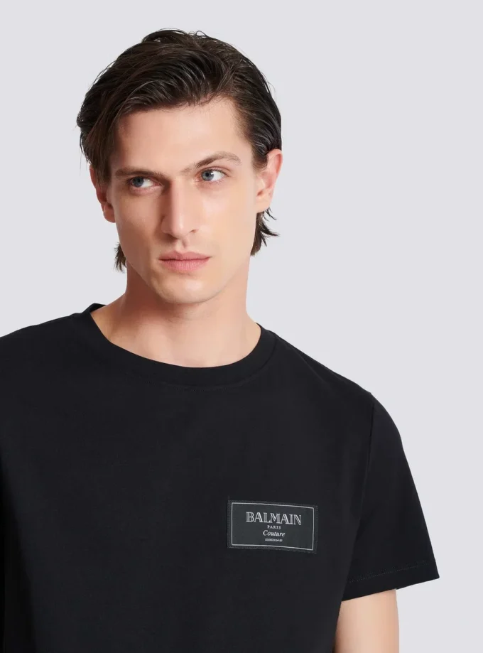 T-Shirt mit Balmain Couture-Label T-Shirt mit Balmain Couture-Label