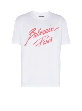 T-Shirt mit Balmain-Lippenstift-Print
