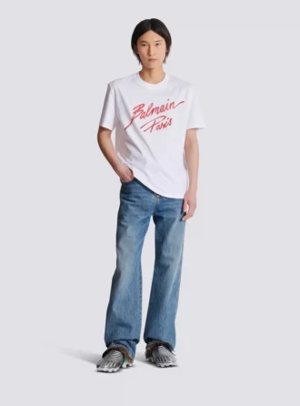 T-Shirt mit Balmain-Lippenstift-Print