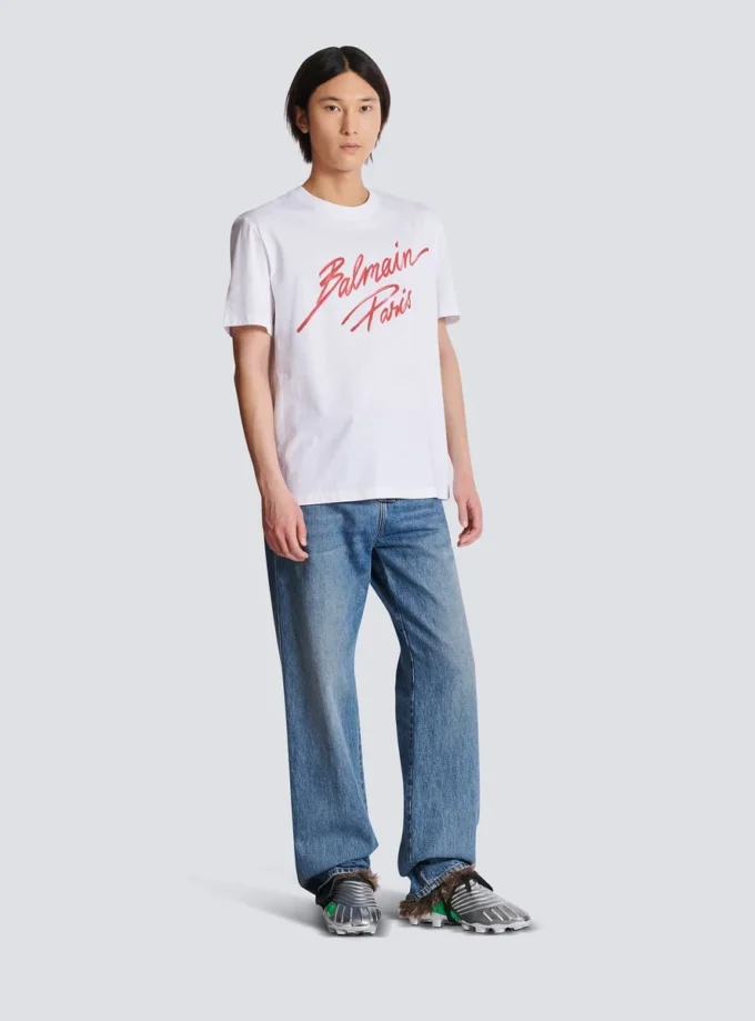 T-Shirt mit Balmain-Lippenstift-Print T-Shirt mit Balmain-Lippenstift-Print