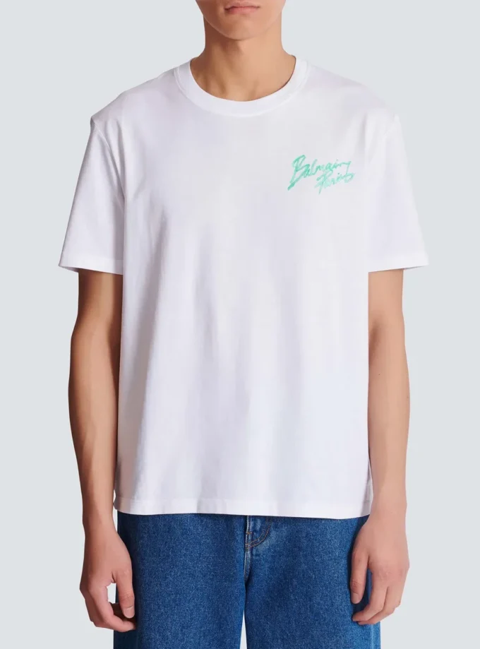 T-Shirt mit Balmain Paris Brush-Print T-Shirt mit Balmain Paris Brush-Print