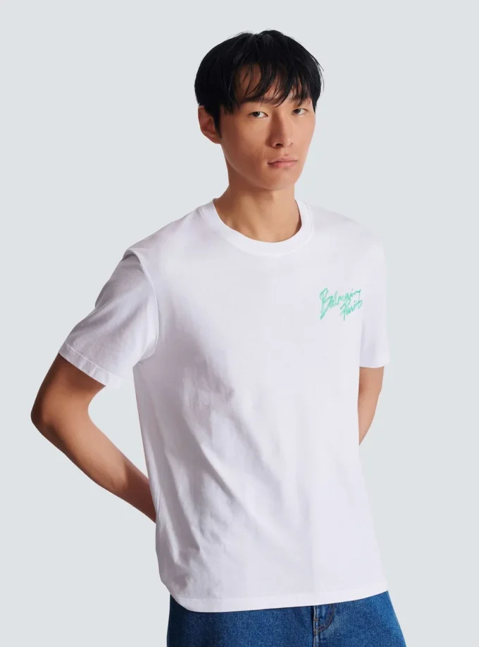 T-Shirt mit Balmain Paris Brush-Print T-Shirt mit Balmain Paris Brush-Print