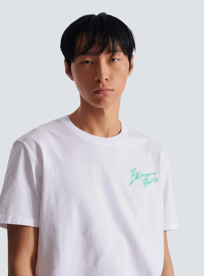 T-Shirt mit Balmain Paris Brush-Print T-Shirt mit Balmain Paris Brush-Print
