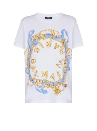 T-Shirt mit Balmain Paris Chain-Print T-Shirt mit Balmain Paris Chain-Print