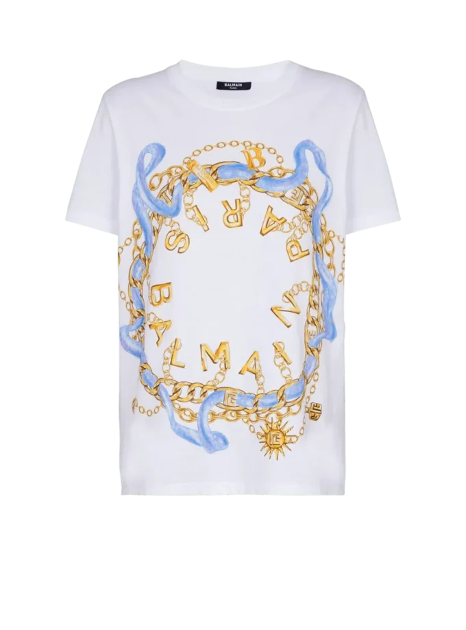 T-Shirt mit Balmain Paris Chain-Print