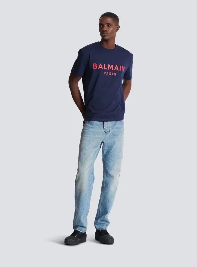 T-Shirt mit Balmain Paris-Print T-Shirt mit Balmain Paris-Print