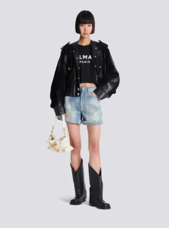 T-Shirt mit Balmain Paris-Print T-Shirt mit Balmain Paris-Print