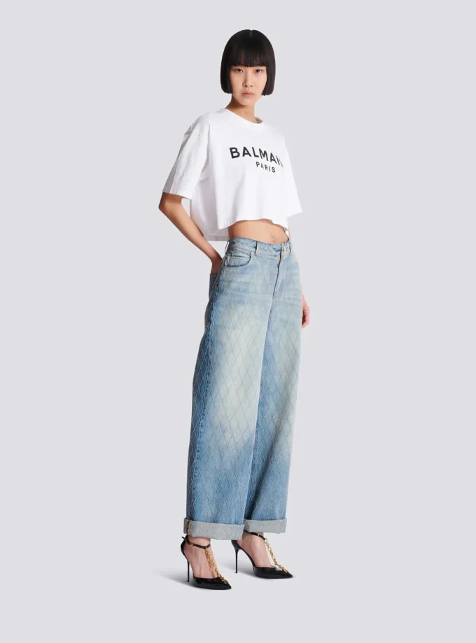 T-Shirt mit Balmain Paris-Print T-Shirt mit Balmain Paris-Print