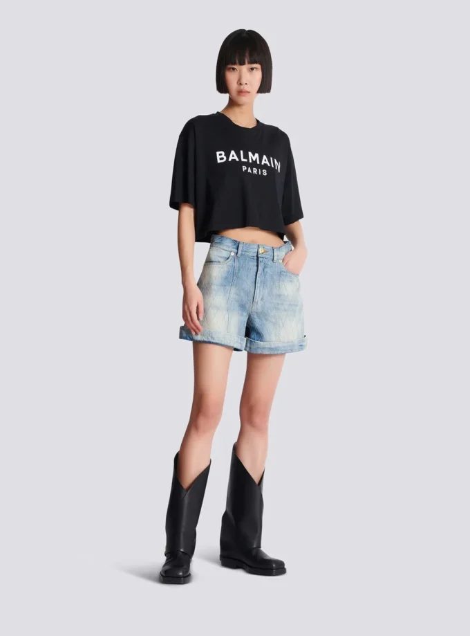T-Shirt mit Balmain Paris-Print T-Shirt mit Balmain Paris-Print