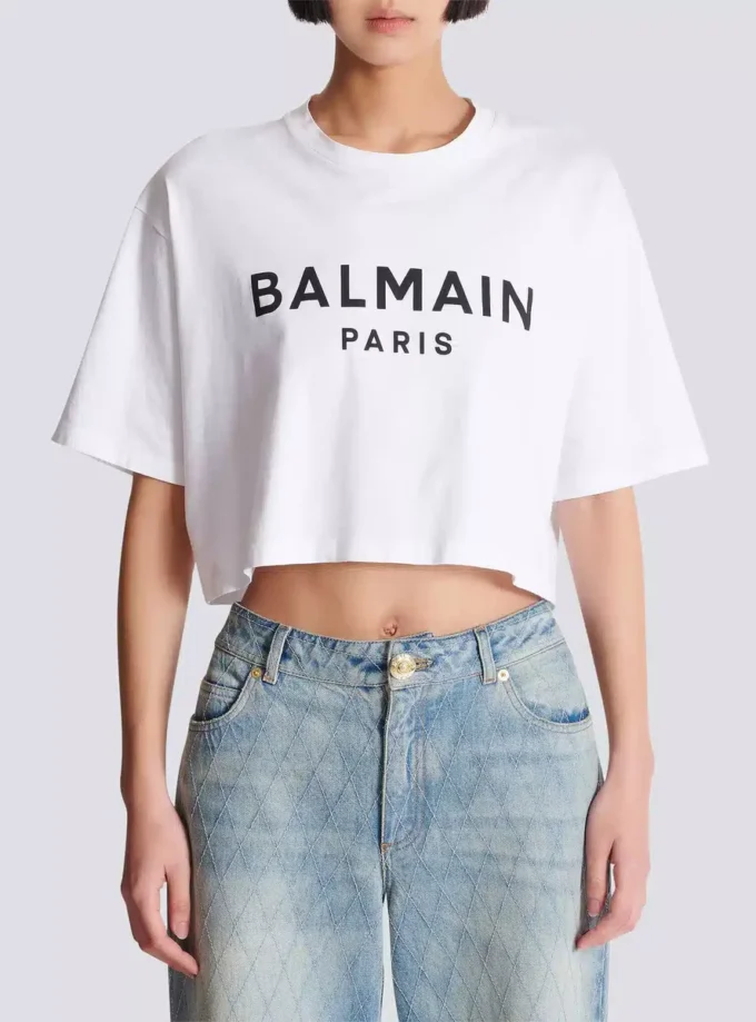 T-Shirt mit Balmain Paris-Print T-Shirt mit Balmain Paris-Print