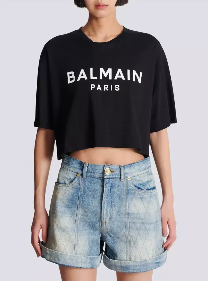 T-Shirt mit Balmain Paris-Print T-Shirt mit Balmain Paris-Print