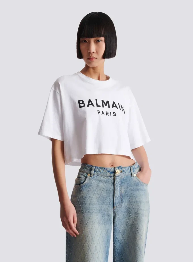 T-Shirt mit Balmain Paris-Print T-Shirt mit Balmain Paris-Print