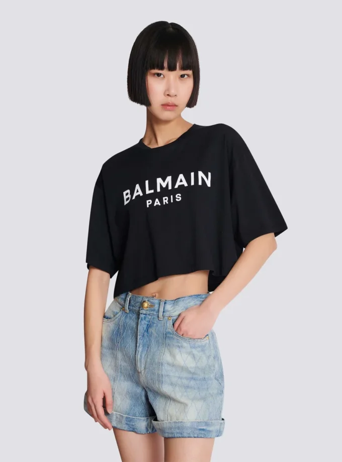 T-Shirt mit Balmain Paris-Print T-Shirt mit Balmain Paris-Print