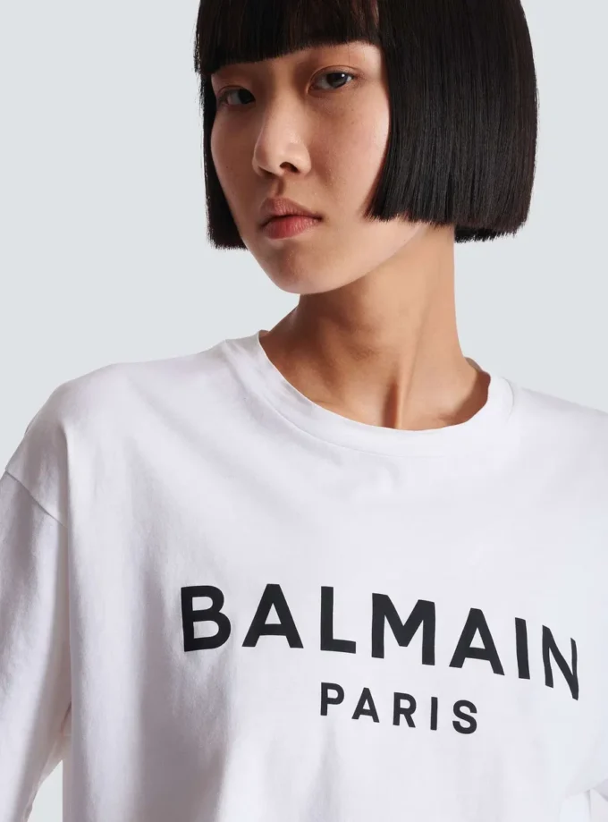 T-Shirt mit Balmain Paris-Print T-Shirt mit Balmain Paris-Print