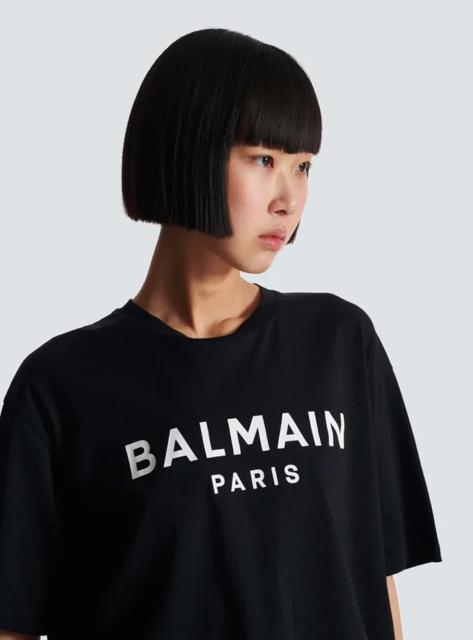 T-Shirt mit Balmain Paris-Print T-Shirt mit Balmain Paris-Print
