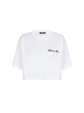 T-Shirt mit Balmain Signature-Stickerei T-Shirt mit Balmain Signature-Stickerei