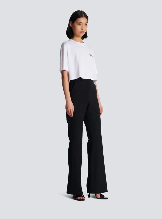 T-Shirt mit Balmain Signature-Stickerei