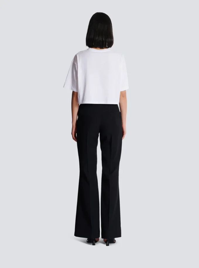 T-Shirt mit Balmain Signature-Stickerei