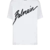 T-Shirt mit geflocktem Balmain-Schriftzug