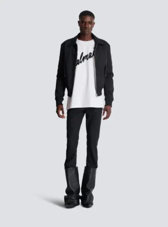 T-Shirt mit geflocktem Balmain-Schriftzug