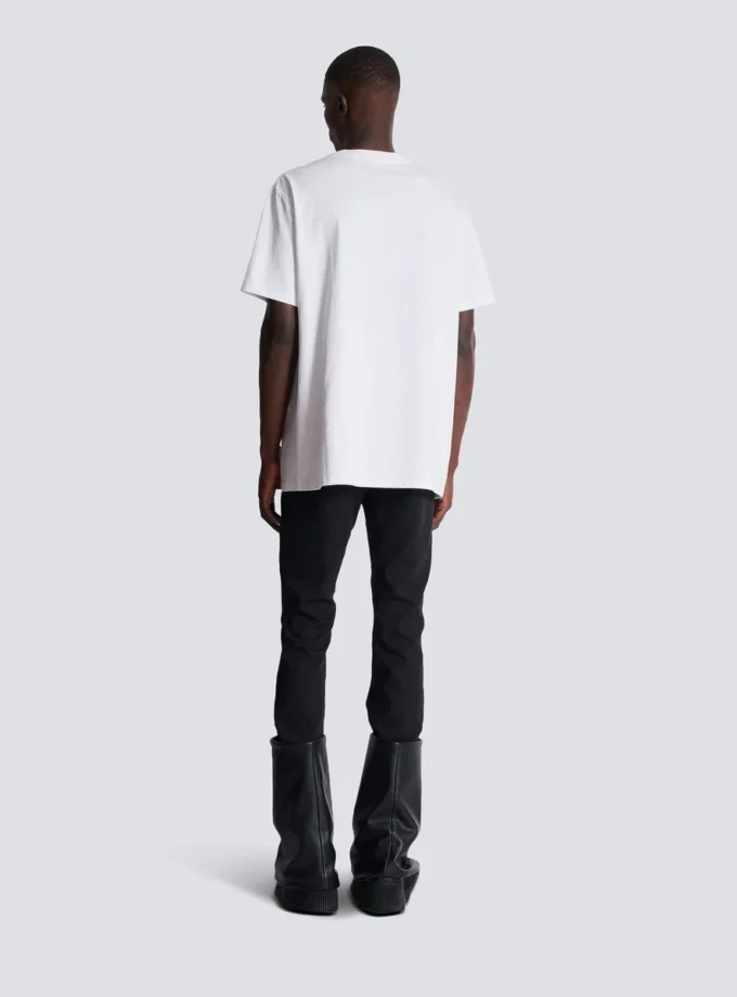 T-Shirt mit geflocktem Balmain-Schriftzug
